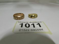 A 9ct gold engraved wedding ring and a 9