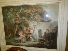 A framed and glazed family scene signed