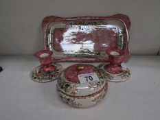 A Maling pink dressing table set