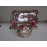 A Maling pink dressing table set