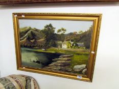 An oil painting on Muslin, rural scene o