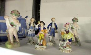 2 pairs of porcelain figures and 2 cheru