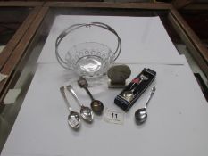 A mixed lot including 2 silver spoons, j