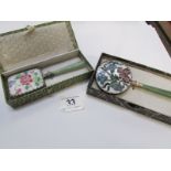 2 boxed Oriental hand mirrors