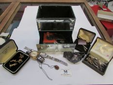 A mixed lot of costume jewellery, coins,