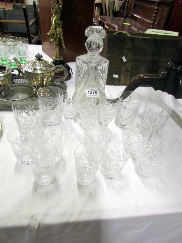 2 decanters and a mixed lot of glasses