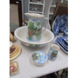 A cottage scene jug and basin set with s