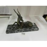 A French Art Deco deer on marble base