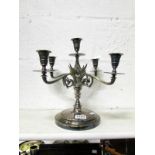 A 5 branch silver plated candelabra