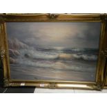 A gilt framed oil on canvas seascape