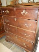 An oak 2 over 3 chest of drawers (some d