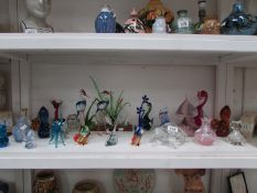 A mixed lot of glass animals, vases etc