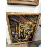 A gilt framed bar scene