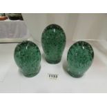 3 matching Victorian glass dumps