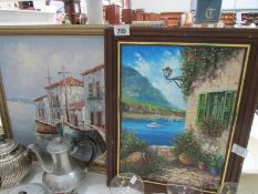 2 oil on canvas river estuary scenes