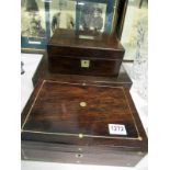 An oak cutlery box, oak box and rosewood