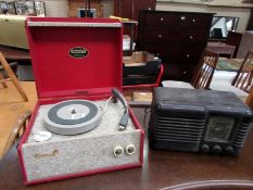A Dansette record player and a vintage r