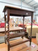 An oak barley twist leg occasional table