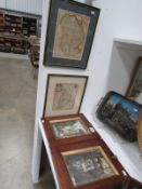 2 framed and glazed maps and 2 other pic