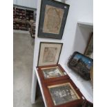 2 framed and glazed maps and 2 other pic