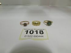 3 9ct gold rings set various stones