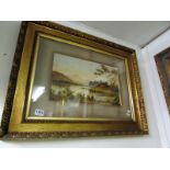 A gilt framed and glazed watercolour, la