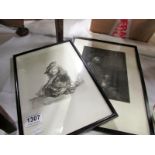 2 etchings after Rembrandt including sel