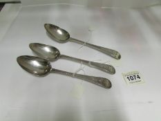 3 Georgian silver serving spoons, HM Lon