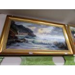 A gilt framed oil on canvas seascape