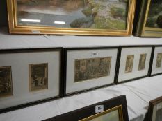 A set of 4 early framed and glazed engra