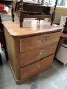 A 3 drawer pine chest