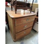 A 3 drawer pine chest