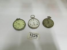 A silver pocket watch and 2 others