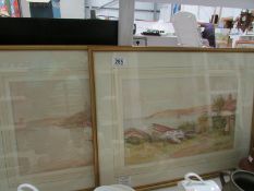 A pair of seascape watercolours signed A