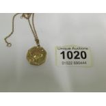 A 9ct gold locket on chain