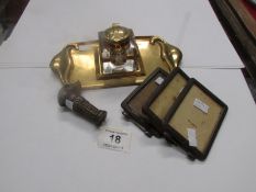 An Art Nouveau style brass inkstand, a w