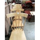 5 stick back kitchen chairs and 2 stools