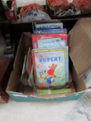 A box of children's books including Rupe