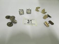 2 pairs of silver cuff links (one set wi