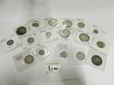 A mixed lot of silver coins including 17