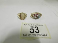 A 9ct gold cameo ring, size P and a gold