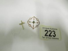 An Edwardian gold pendant and a small 14