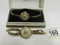 2 vintage ladies gold wrist watches