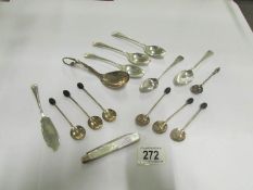 A mixed lot of silver spoons together wi