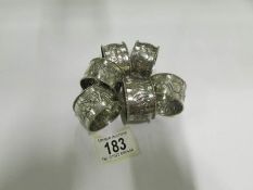 A set of 6 sterling silver napkin rings