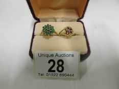 A 9ct gold emerald cluster ring (size L)