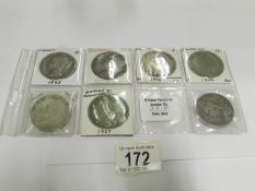 7 silver crowns, 1845 - 1937, including