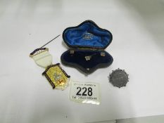 3 cased studs, a Masonic girls medal and