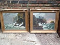 A pair of gilt framed oil on canvas 'Ret