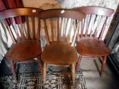 3 old 'slat back' farmhouse chairs